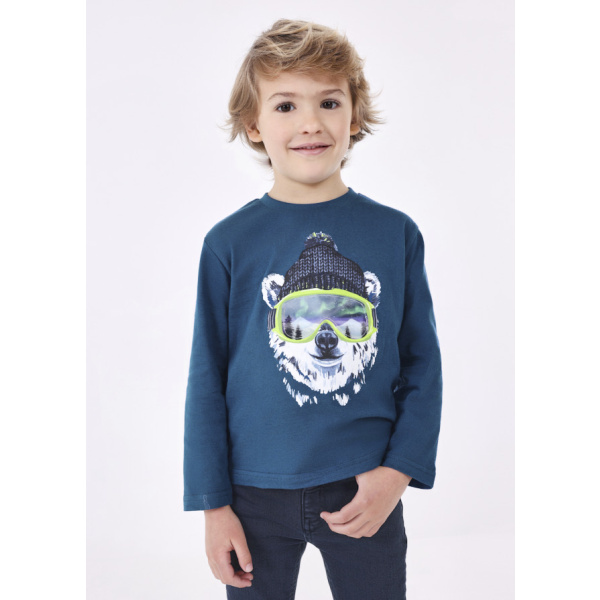 Μπλούζα Μακρυμάνικη Μακό Μπλε 13-04036-038 "Panda"- Mayoral