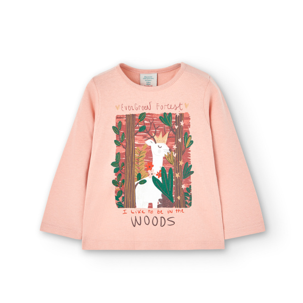 Μπλούζα Μακό 217077-3829 Ροζ "I Like To Be In The Wood" -Boboli