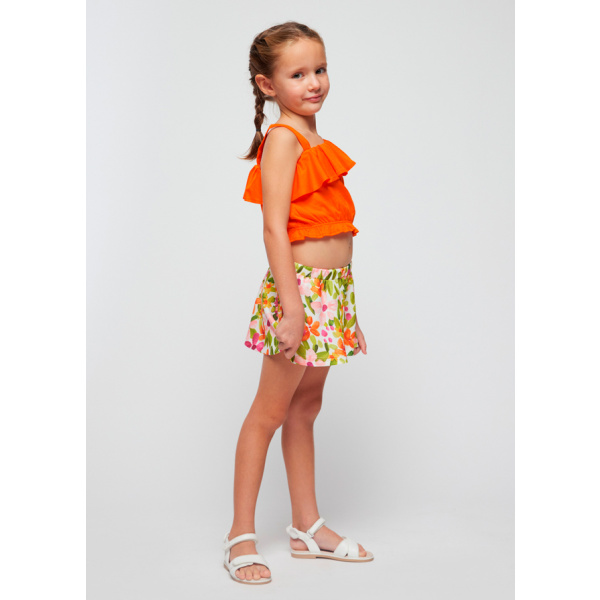 Σετ Σορτσάκι Φλοράλ Πορτοκαλί Με Crop Top Μπλούζα 24-03262-017 - Mayoral - Image 2