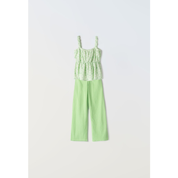 Σετ Παντελόνα Πράινο Με Floral Crop Top 242084 - Ebita