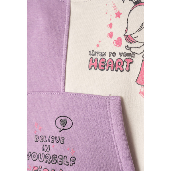 Σετ Φόρμα Φούτερ Μωβ "Listen To Your Heart" 243207  - Ebita - Image 3