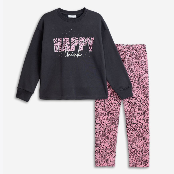 Σετ Κολάν Φούτερ Γκρι "Happy" 225-521135-1 - Funky