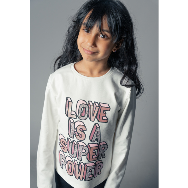 Σετ Κολάν Λευκό "Love Is A Super Power" 243113w - Ebita - Image 2