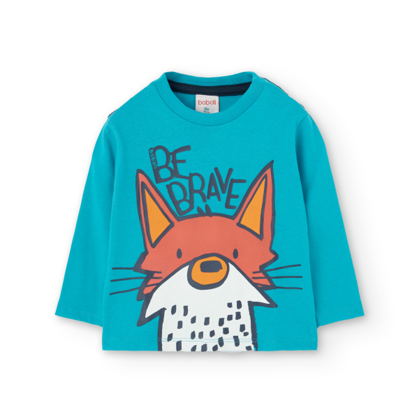 Μπλούζα Μακό Γαλάζια "Be Brave" 399034-2593 - Boboli