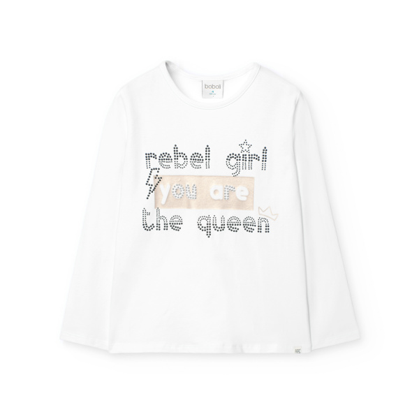 Μπλούζα Μακό Λευκή "Queen" 459042-1100 - Boboli