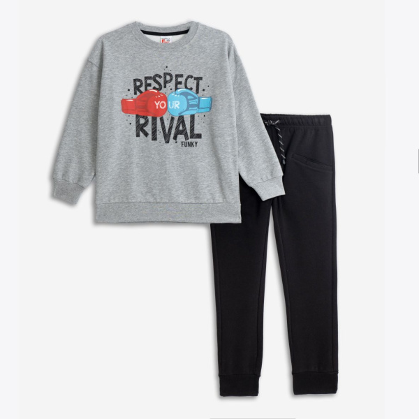 Σετ Φόρμα Φούτερ Γκρι "Respect" 225-117113-1 - Funky - Image 2