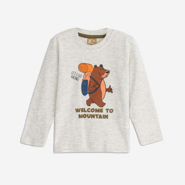 Μπλούζα Γκρι Μακό "Let's go hiking" 225-306103-1 - Funky