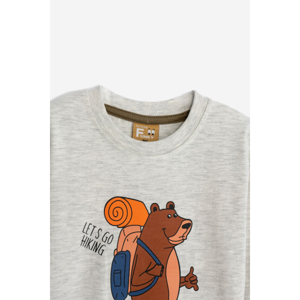 Μπλούζα Γκρι Μακό "Let's go hiking" 225-306103-1 - Funky - Image 3