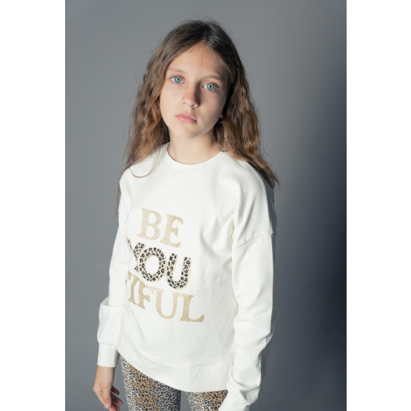 Σετ Κολάν Λευκό Τιγρέ "Be You Tiful" 233114w - Ebita - Image 2