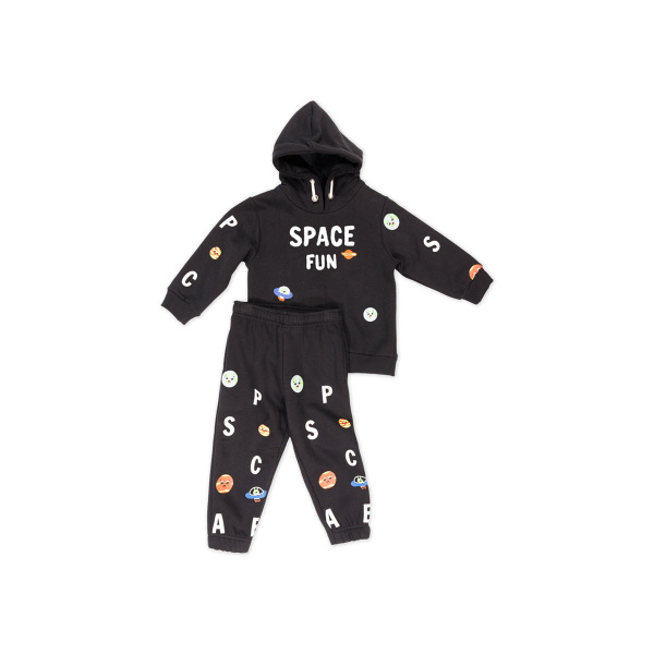 Σετ Φόρμα Μαύρη Με Κουκούλα "Space Fun" 45-810 - New College