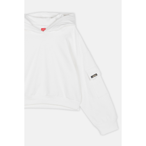 Μπλούζα Λευκή Crop Top Με Κουκούλα 2463505 - Joyce - Image 2