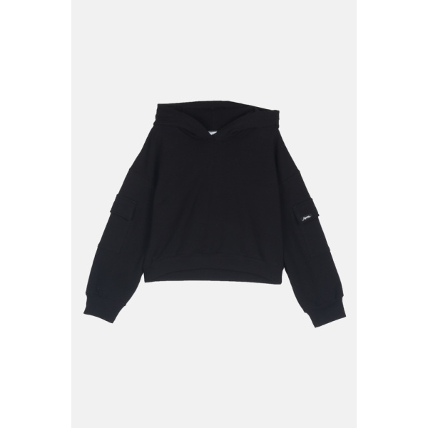 Μπλούζα Μαύρη Crop Top Με Κουκούλα 2463505b - Joyce