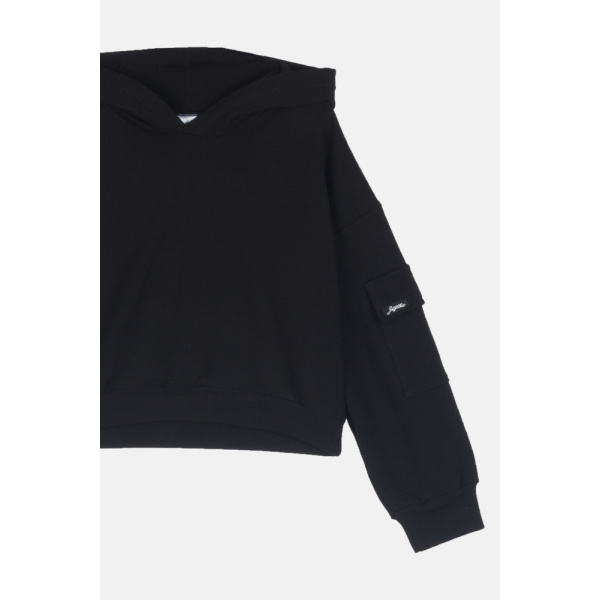 Μπλούζα Μαύρη Crop Top Με Κουκούλα 2463505b - Joyce - Image 2