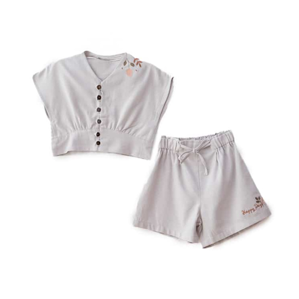 Σετ Σορτσάκι Γκρι Με Crop Top Μπλούζα 25-10212 - Restart
