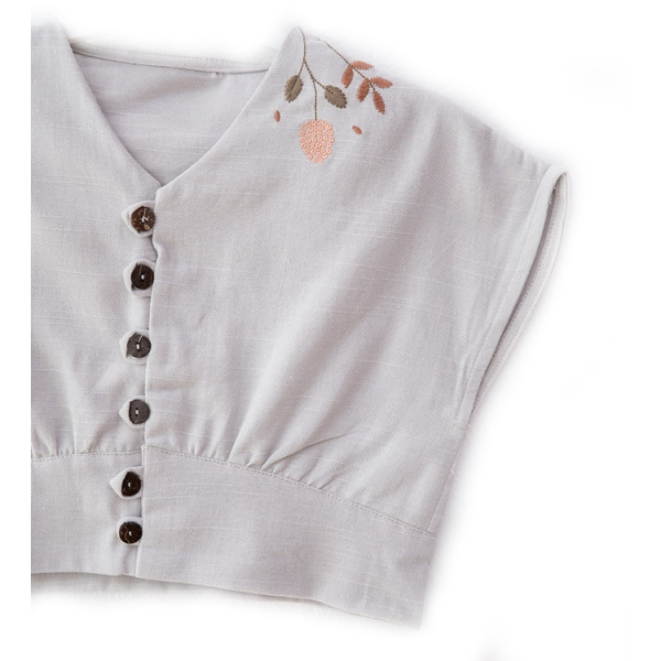 Σετ Σορτσάκι Γκρι Με Crop Top Μπλούζα 25-10212 - Restart - Image 2