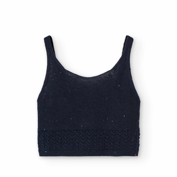 Μπλούζα Μπλε Crop Top Πλεκτή 721088-2440 - Boboli
