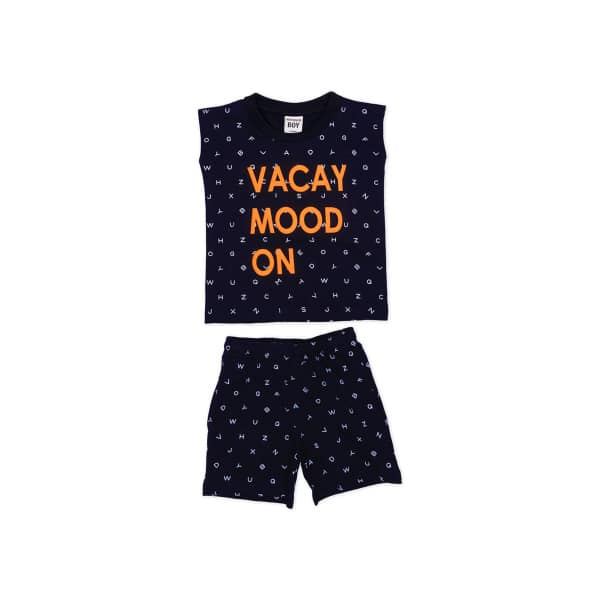Σετ Μακό Αμάνικο Μπλε "Vacay mood on" 36-816 - New College