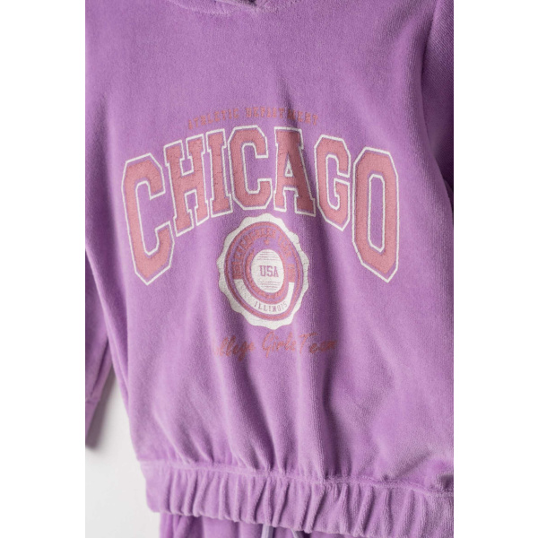 Σετ Φόρμα Βελουτέ Μωβ Με Κουκούλα "Chicago" 243263 - Ebita - Image 2
