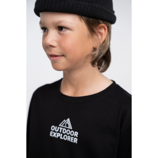 Μπλούζα Μαύρη Μακρυμάνικη Μακό "Outdoor explorer" 255711 - Hashtag - Image 2