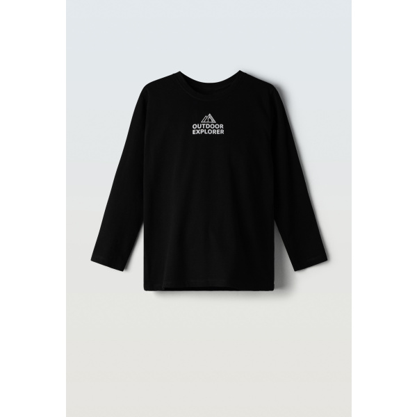 Μπλούζα Μαύρη Μακρυμάνικη Μακό "Outdoor explorer" 255711 - Hashtag - Image 3