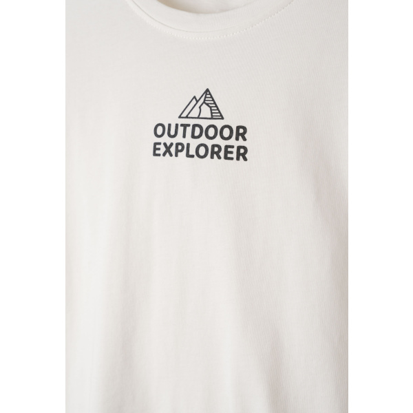 Μπλούζα Λευκή Μακρυμάνικη Μακό "Outdoor explorer" 255711w - Hashtag - Image 2