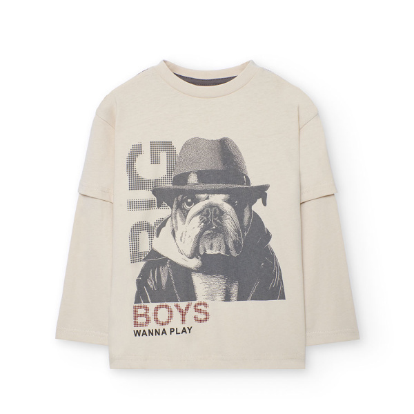 Μπλούζα Μπεζ Μακό "Big boys wanna play" 512008-7425 - Boboli